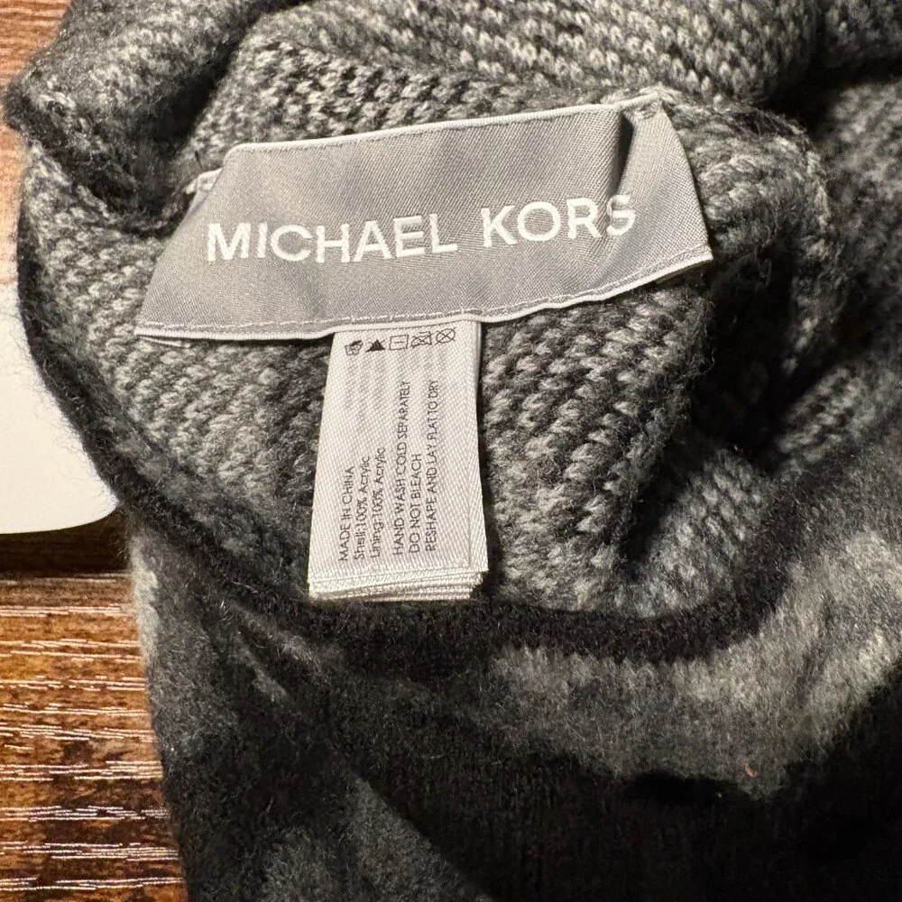 Michael Kors Knit Unisex Graphic Logo Camo Grey Black Beanie Hat Techwear Urban
